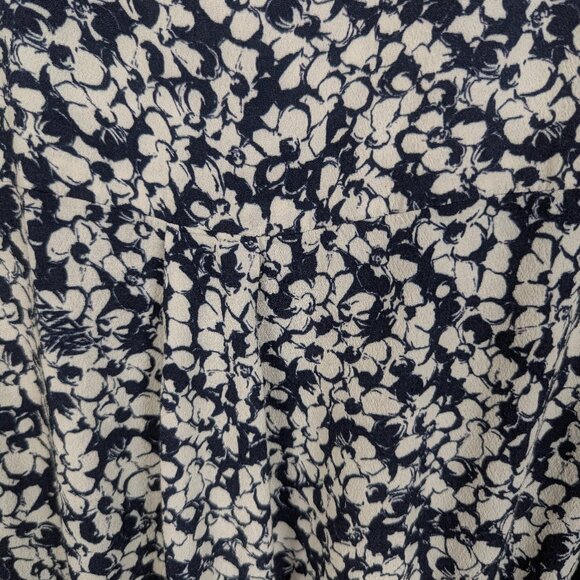 Zadig & Voltaire | Navy Cream Floral Rima Crepe Midi Shirt Dress Size Small - Picture 11 of 16